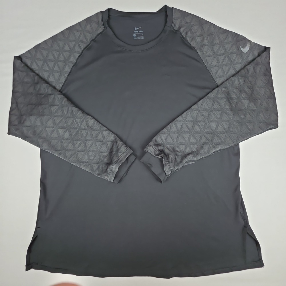 Nike Pro AeroSwift Long Sleeve Shirt Mens XXL Black Geometric Raised Pattern